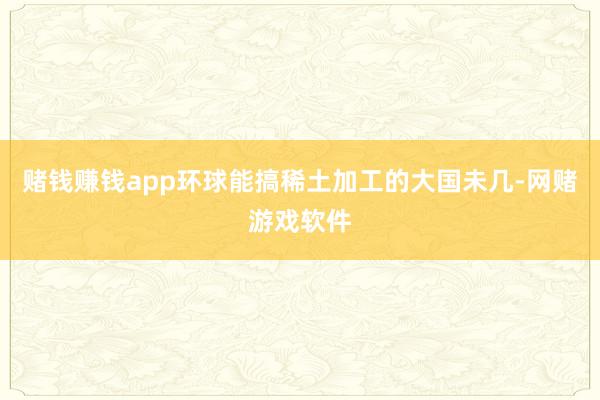 赌钱赚钱app环球能搞稀土加工的大国未几-网赌游戏软件